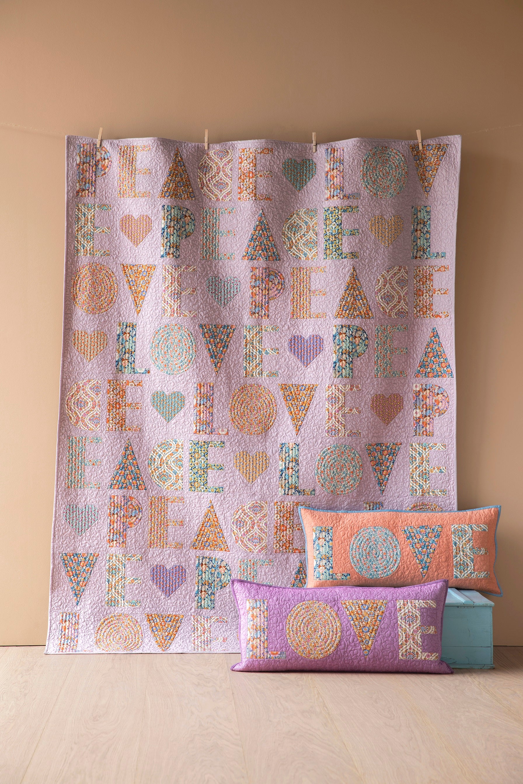 Peace Love Quilt Kit | 63 x 82.5in | Caramel Blue – Quilted Chicken